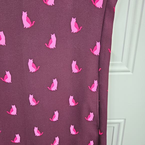 ANN TAYLOR LOFT Size XS Burgundy PINK Cat Shift Sleeveless Mini Dress Pockets - Picture 7 of 10